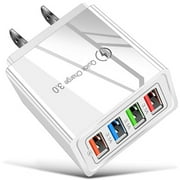 Fast Wall Charger, Upgraded 12W 4-Muti Port USB Plug Cube Portable Wall Charger Plug for iPhone/ iPad/ Android, Quick Charge 3.0
