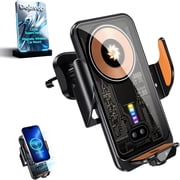 Fast Wireless Car Charger Wireless Charging Phone Mount for Car Magnetic Navigation Car Phone Holder Automatic Smart Sensor Clamping Rotating with Charger Station Fast Wireless Charger Max 120W