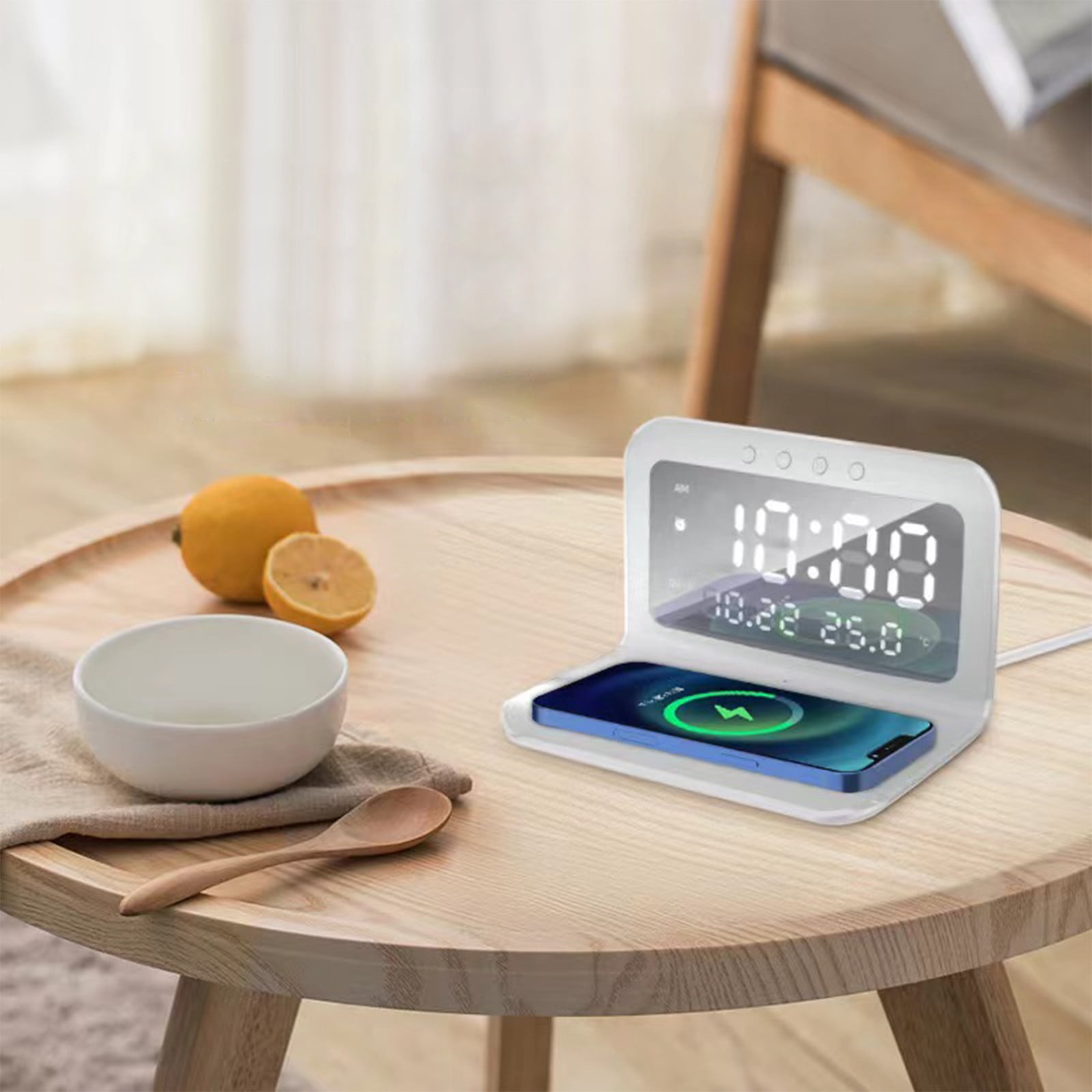 Fast Wireless Charger, Alarm Clock with Wireless Charging and Bedroom