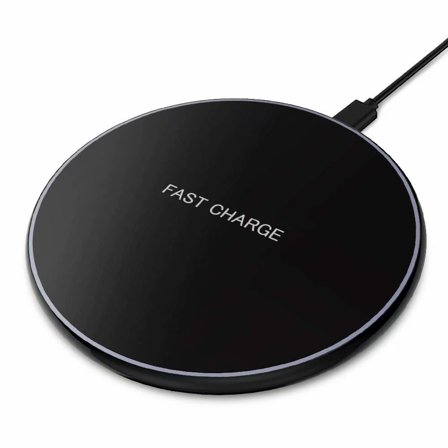 Fast Wireless Charger, Slim Qi Wireless Charging Pad 10W Compatible Samsung Galaxy Note10/S10/Note9/S9/Note8/S8/S7, 7.5W for iPhone 11/11 Pro/11 Pro Max/Xs Max/Xs/XR/X/8/8+ (Micro-USB, Black)