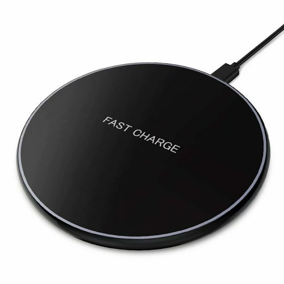 Fast Wireless Charger, Slim Qi Wireless Charging Pad 10W Compatible Samsung Galaxy Note10/S10/Note9/S9/Note8/S8/S7, 7.5W for iPhone 11/11 Pro/11 Pro Max/Xs Max/Xs/XR/X/8/8+ (Micro-USB, Black)