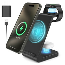 Fast Wireless Charger Station, 23W Wireless Charging Stand for iPhone 15/14/13/13 Pro/ 12/12 Pro/11/XS Max/XR/X/Galaxy S23 S22 S21 S10, Charging Station for AirPods 3/2/Pro, iWatch Series