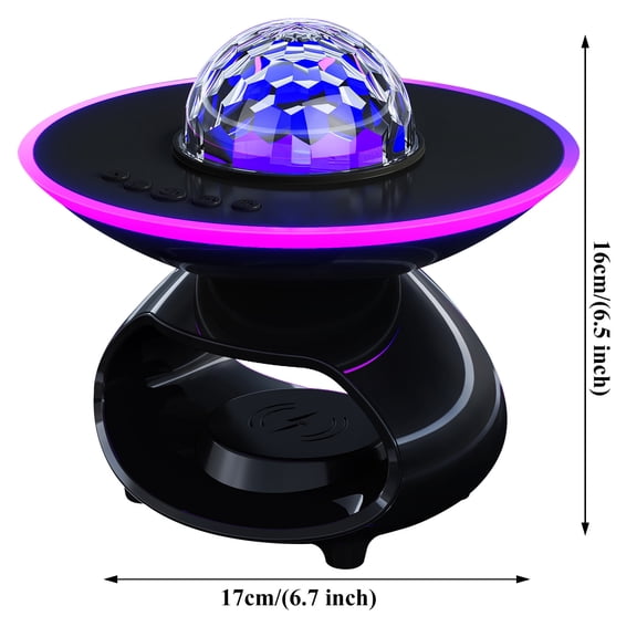 Fast Wireless Charging Station with LED Night Light, 3-in-1 Bedside Table Lamp with Bluetooth Music Speaker and Starry Projection, Modern Decorative Desk Lamp for Bedroom and Dorm