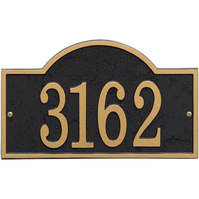 Fast and Easy Arch House Number Plaque, Black/Gold