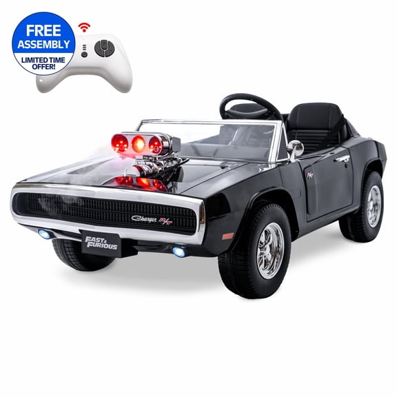Fast & Furious Dodge Charger 12V Kids Ride on Car by Hyper Toy Company, Battery Powered Electric Vehicle with Parental Remote Control, Children Ages 3+