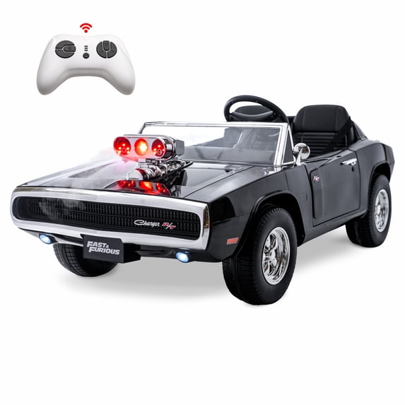 Fast & Furious Dodge Charger 12V Kids Ride on Car by Hyper Toy Company, Battery Powered Electric Vehicle with Parental Remote Control, Children Ages 3+