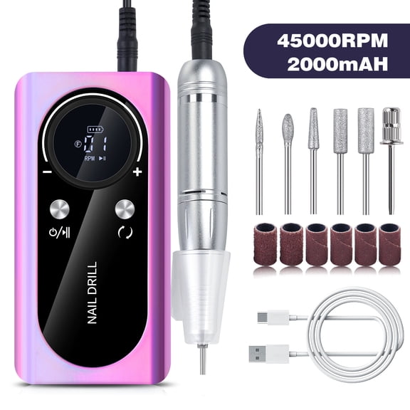 Fast and efficient 45000 rpm rechargeable portable electric nail file
