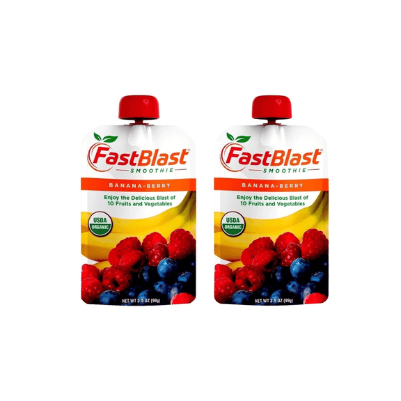 FastBlast Banana-Berry Smoothie - Refreshing & Energizing Blend 3.5 oz (99g) - Pack of 2