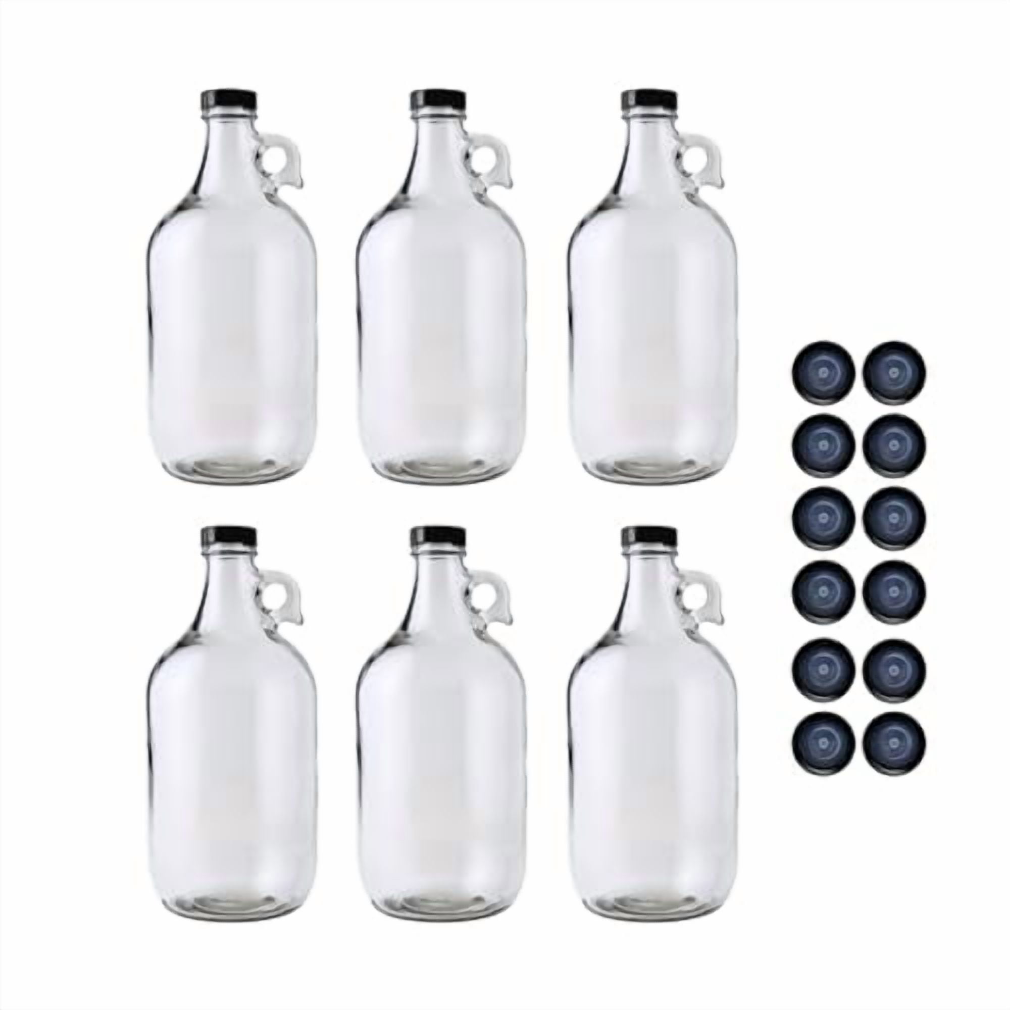 FastRack 64 oz Growler, 1/2 Gallon Glass Beer Growler with 18 Polyseal ...