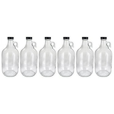 FastRack 64 oz Growler, 1/2 Gallon Glass Beer Growler with 18 Polyseal caps, Half Gallon Glass Jug, Clear Growlers for Bee
