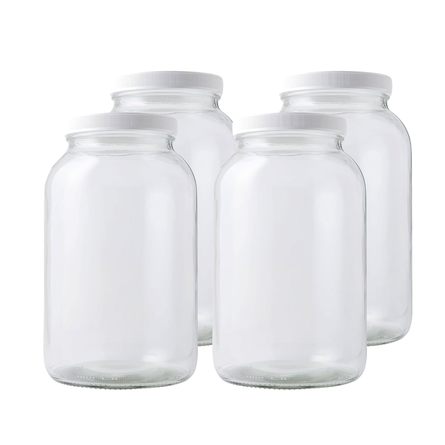 FastRack One gallon Wide Mouth Glass Jar with Lid-Set of 4 - Walmart.com