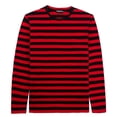 thumbnail image 1 of FastRockee Long Sleeve T Shirts for Mens Crew Neck Tshirts Size L Classic Red and Black Stripe Cotton Soft, 1 of 9