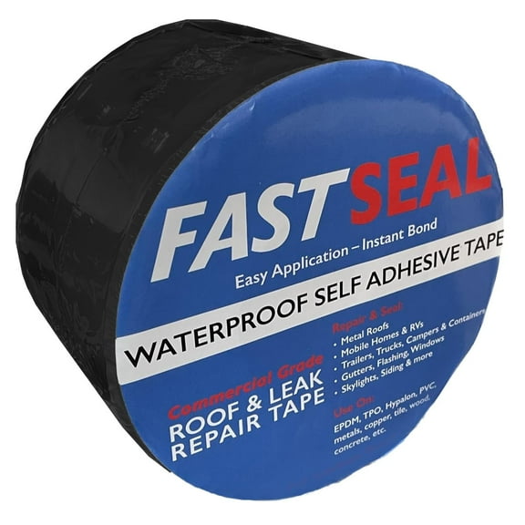 FastSeal RV Roof Tape Black, 4" x 50' Black RV Tape, RV Sealant Tape for Camper Roof Repair, Trailer Roof Sealant, Stop Camper Roof Leaks, UV-Resistant, Weatherproof and Durable (4" x 50', Black)