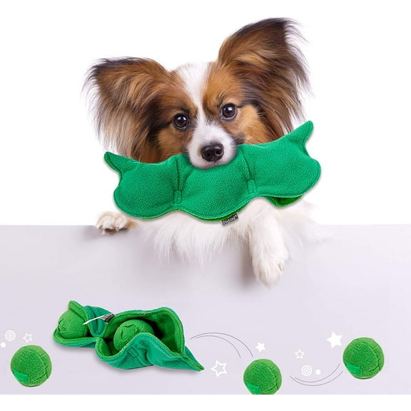 FastSun Dog Squeaky Toy Dog Puzzle Enrichment Snuffle Stuffed Toys for Small Medium Large Dogs Tough Chew Teething Soft Puppy Toy (Pea)