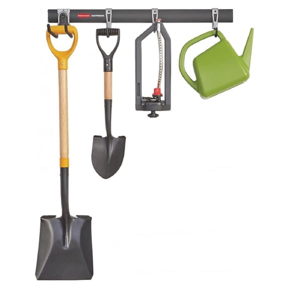FastTrack Garage Storage Utility 5 Piece Black All in One Rail Hook Kit and Tool Organizer Heavy Duty for Home/Garage/Shed/Garden