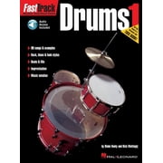 FastTrack Music Instruction Fasttrack Drums Method - Book 1 Beginner Drum Lessons Songbook with Online Audio Hal Leonard Drum Sheet Music Book Learn, Paperback