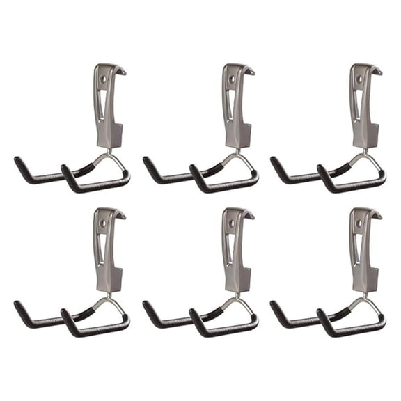 FastTrack Wall Mounted Garage Storage Utility Multi Hook for Tools, Chairs, Hose, Equipment, and Other Items, Supports 25 Lbs Each (6 Pack)