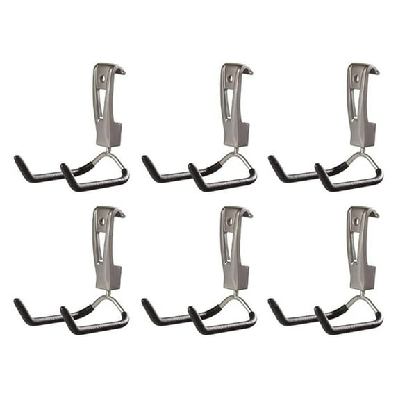 FastTrack Wall Mounted Garage Storage Utility Multi Hook for Tools, Chairs, Hose, Equipment, and Other Items, Supports 25 Lbs Each (6 Pack)
