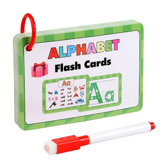 FastXams Alphabet Flash Cards for Toddlers Teach Toddler ABC Letters & Words 26 Letter Words Flashcard Early Education Letter Erasable Card Puzzle Toy- Preschool Learning