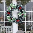 thumbnail image 1 of FastXmas 11 Inch Christmas Wreaths Decorations Red Berries with Flowers Giltter Christmas Vines Hanging Ornaments Christmas Garland Realistic Wreaths Decor for Indoor&Outdoor Front Door Xmas Holiday, 1 of 6
