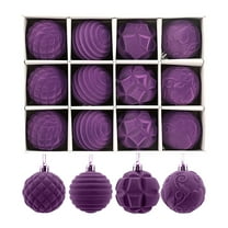 FastXmas 12 Pc Velvet Christmas Ball Set 2.4 Inch Flocked Christmas Tree Ball Decorations Plastic Decorative Hanging Ball Ornament Xmas Bulk Decorations Xmas Tree Ornament for Holiday Party(Purple)