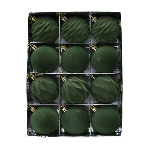 FastXmas 12 Pcs Christmas Velvet Tree Balls Decorations 2.36" Flocked Christmas Hanging Ornaments Handmade Velvet Balls Xmas Tree Ornaments Xmas Tree Bulbs for Wedding Holiday Party