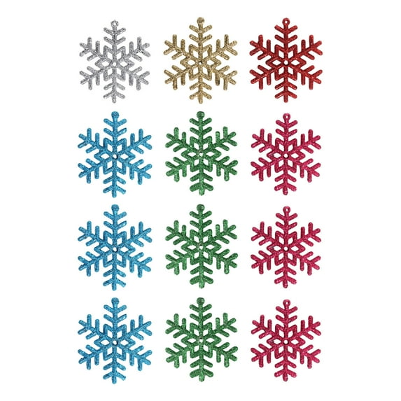 FastXmas 12PCS Christmas Tree Ornaments Snowflakes Decorations - Glitter Snowflakes Hanging Decorations for Winter Holiday Christmas Birthday Party Decoration Supplies