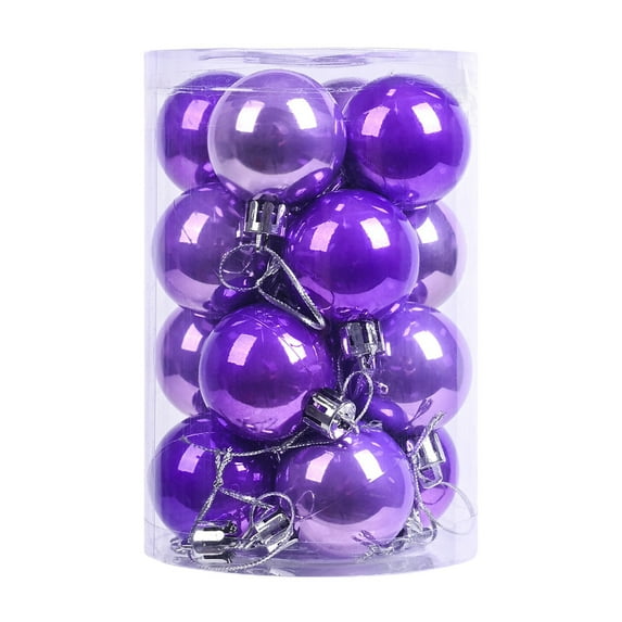 FastXmas 16 Pcs Christmas Balls Ornaments, Christmas Decorations 1.6" Purple Glossy Shatterproof Decorative Balls Pendants with Hanging Loop, Christmas Tree Hanging Baubles for Xmas Wedding Party