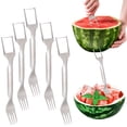 thumbnail image 1 of FastXmas 2 in 1 Watermelon Slicer Cutter, Dual Head Stainless Steel Fruit Slicer Tool with Fork, Food Grade Watermelon Fork Slicer Portable Summer Melon Cutting Tool for Home Party Camping(5 Pcs), 1 of 9