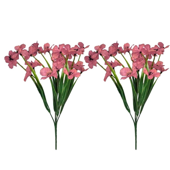 FastXmas 2 Pcs Artificial Flowers Realistic Phalaenopsis Silk Flowers Decoration, No Fade UV Resistant Fake Flower with Stems Faux Orchid Plants Shrubs DIY Wedding Bridal Bouquets for Home Outdoor