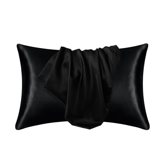 FastXmas 2 Pcs Silk Pillow Cases, 20x30 inch Soild Color Satin Pillow Cover with Envelope Closure, Soft Silky Breathable Wrinkle-Free Cooling Pillowcase Beauty Sleep Bed Pillow Cover for Hair and Skin