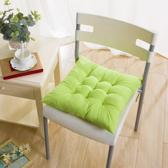 FastXmas 2 Pcs Square Seat Cushion, 15.7 inch Soild Color Chair Pillows with Ties, Soft Breathable Thicken Dining Chair Pad Large Meditation Stuffed Floor Cushion for Home Office Chair Tatami