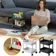 thumbnail image 1 of FastXmas 2-Tier Plastic Rolling Utility Cart with Handle, Multi-Functional Storage Trolley for Office, Living Room, Kitchen, Bathroom, Movable Storage Self Organizer with Wheels(15x9x15.7 In White), 1 of 6