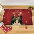 thumbnail image 1 of FastXmas 23.6 x 15.7 In Christmas Floor Mat Decoration Merry Christmas Style Living Room Mat with Dog Cat Printd for Bedroom Round Area Rug Ornament for Sofa Bedroom Entrance Pathway Front Door Floor, 1 of 6