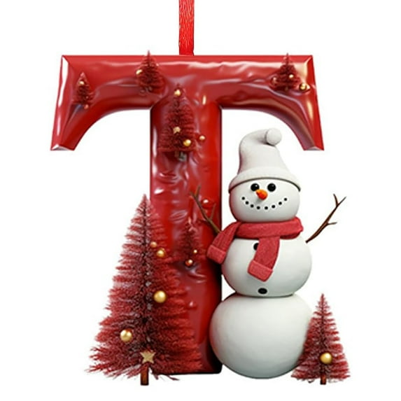 FastXmas 26 Letter Ornament for Christmas Tree Decoration Personalized Snowman Xmas Tree Initial Christmas Tree Hanging Pendant Xmas Alphabet Letters Christmas Tree Decor for Xmas Tree Home Holiday