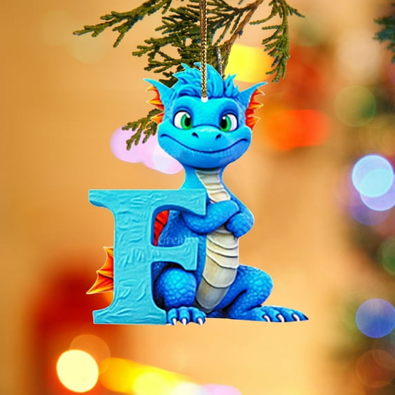 FastXmas 26 Letter Ornaments Christmas Tree Decoration Personalized Funny Dinosaur with Letter Christmas Letter Xmas Tree Hanging Pendant Ornaments Xmas Initials Christmas Tree DIY Craft Decor(S)