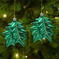 thumbnail image 1 of FastXmas 2Pcs Christmas Tree Leaves Hanging Ornaments Set, 3.4 x 4 Inch Glitter Heteromorphic Leaves Christmas Tree Decorations,Plastic Shatterproof Leaves Pendants for Xmas Tree,Wreath,Wedding Decor, 1 of 8