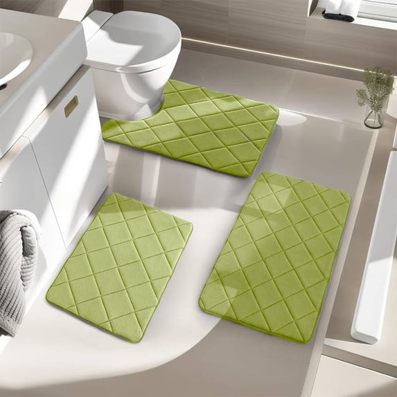 FastXmas 3 PCS Bathroom Rugs Mat, Memory Foam Shower Rugs, Bathroom Mats Sets, Non Slip Water Absorbent Washable Bath Rugs for Sink, Toilet and Floor Decoartion()