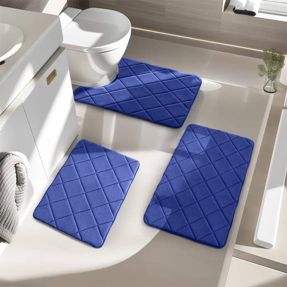 FastXmas 3 PCS Bathroom Rugs Mat, Memory Foam Shower Rugs, Bathroom Mats Sets, Non Slip Water Absorbent Washable Bath Rugs for Sink, Toilet and Floor Decoartion()