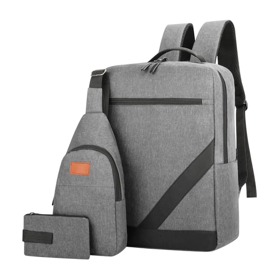 FastXmas 3 Pcs Laptop Backpack Set, Large Capacity Oxford Cloth College School Bag with USB Charging Port, Lightweight Minimalist Travel Business Backpack & Sling Chest Bag & Purse for Men & Women
