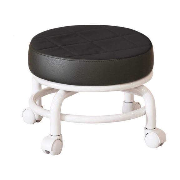 FastXmas 360 Rotating Low Stool 14.2*9 Inch Rolling Pulley Low Stool with Wheels Shoe Changing Makeup Cleaning with Wheels PU Leather Low Roller Seat Chair Low Stool for Home Bedroom Shoe Cabinet