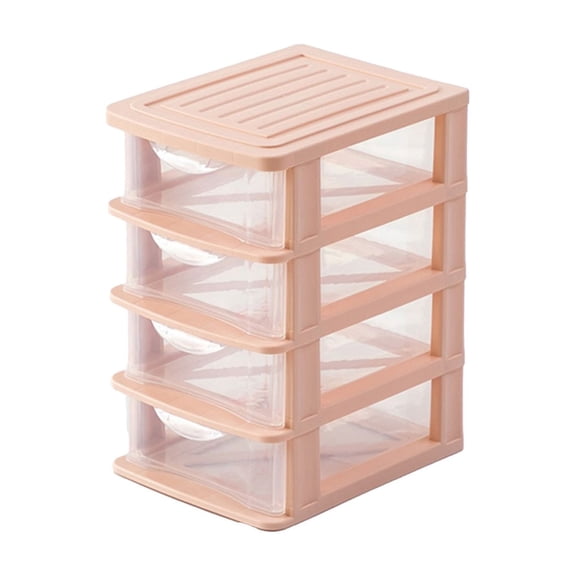 FastXmas 4 Layer Plastic Drawers - Small Desktop Organizer with Transparent Drawers, Tabletop Multi Layer Storage Box for Home, Office, Stationery, Jewelry and Cosmetics(12 Inch)