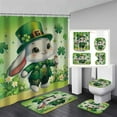 thumbnail image 1 of FastXmas 4 Pc St. Patrick's Day Holiday Decoration Toilet Set,Shamrock Spring Bathroom Set, Shower Curtain Toilet Seat and 2 Floor Mat for Bathroom ornament, Dry And Wet Separation Shower Curtain, 1 of 8