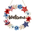 thumbnail image 1 of FastXmas 4th of July Decoration, Wooden Welcome Wreath For Front Door Red White And Blue Star Sign Patriotic Memorial Day Porch Wall Door Outside 250th Anniversary Decor(12*12 In), 1 of 8