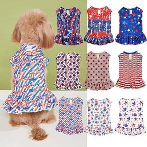 FastXmas 4th of July Star Dog Dress,Red And Blue Star Patterned Pet Dress, Breathable Suitable For Small To Medium Sized Cats And Dogs Weighing 2.5-4kg