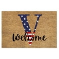 thumbnail image 1 of FastXmas 4th of July Welcome Doormat, 15.7"x23.6" Star & Stripes English Letters Patriotic Front Porch Rugs, Non-Slip Velvet Alphabet Entrance Door Mat Independence Day Decorations for Outdoor Indoor, 1 of 4