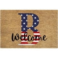 thumbnail image 1 of FastXmas 4th of July Welcome Doormat, 15.7"x23.6" Star & Stripes English Letters Patriotic Front Porch Rugs, Non-Slip Velvet Alphabet Entrance Door Mat Independence Day Decorations for Outdoor Indoor, 1 of 4