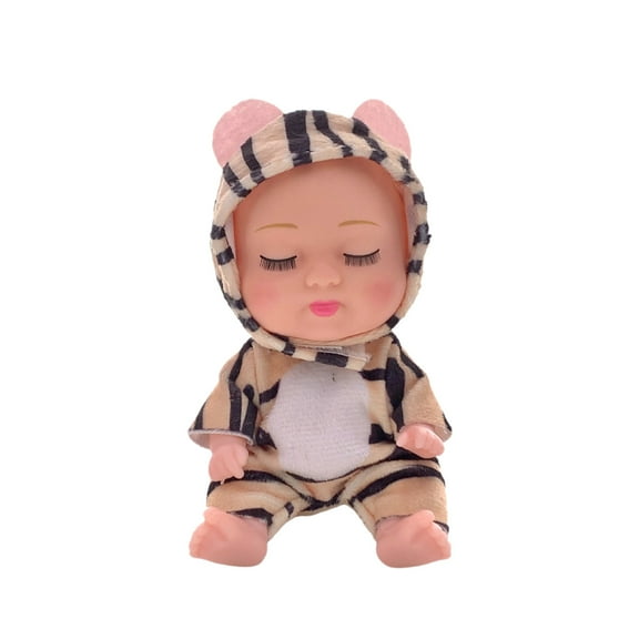 FastXmas 5" Mini Baby Dolls,Cute Small Baby Doll Toys with Animal Clothes,Lifelike Realistic Reborn Tiny Baby Dolls for Kids Baby Shower Christmas Birthday Gifts