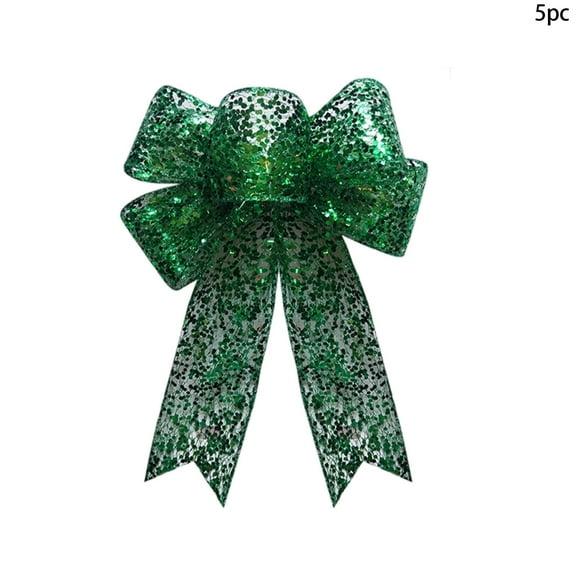 FastXmas 5Pc Christmas Sequins Bows Decoration,Christmas Nylon Clear Bows for Christmas Tree Decoration,Shopping Mall Decoration Bow Pendant for Gift Wrap,Window,Wall,Xmas Tree Decor(11.8x7.8 In)