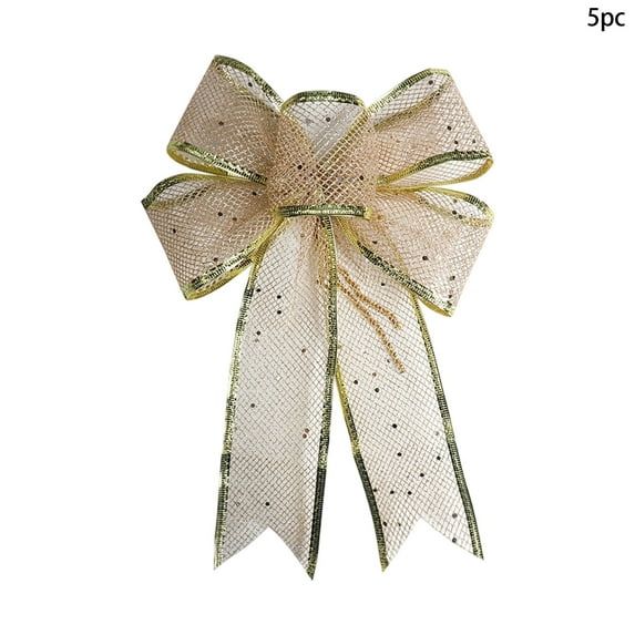 FastXmas 5Pc Christmas Sequins Bows Decoration,Christmas Nylon Clear Bows for Christmas Tree Decoration,Shopping Mall Decoration Bow Pendant for Gift Wrap,Window,Wall,Xmas Tree Decor(11.8x7.8 In)